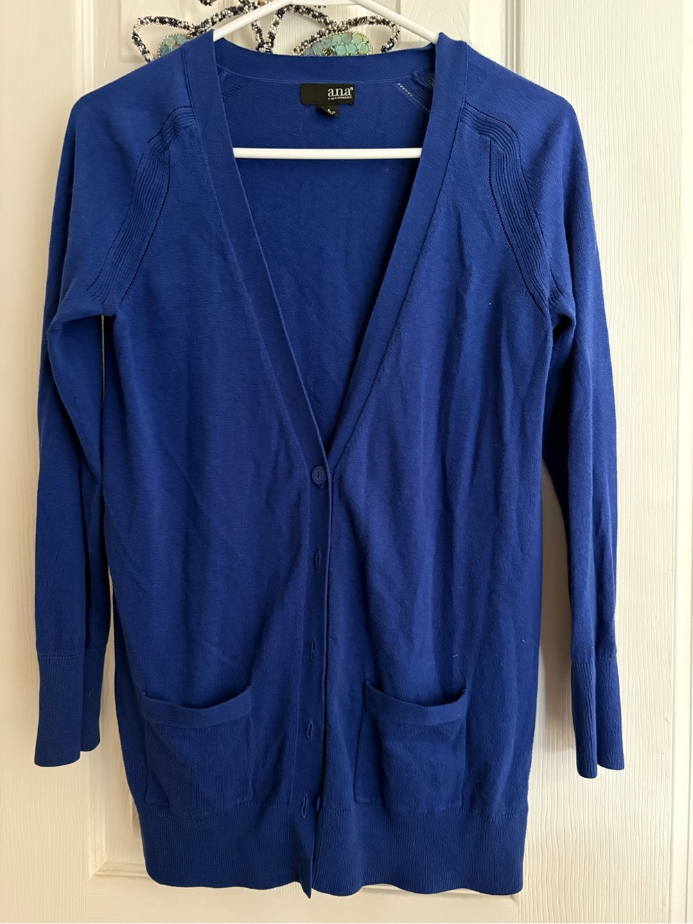 a.n.a Royal Blue Long Cardigan with Front Pockets